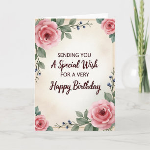 Warme Verjaardagsbloemen Watercolor Kaart