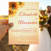 Warme vreugdevolle zonnebloem bruiloft uitnodiging