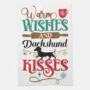 Warme wensen en teckel kusjes theedoek