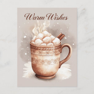 Warme Wensen Heet Cacao en Marshmallows Feestdagenkaart