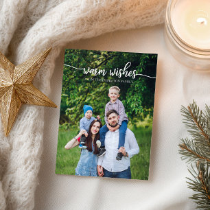 Warme Wensen Mooie Script Unieke Foto Kerstmis Briefkaart