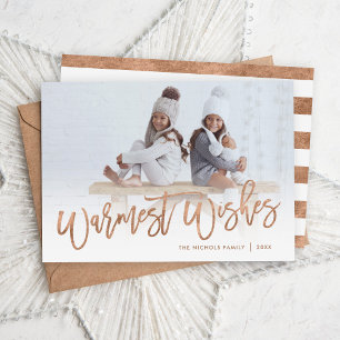 Warme Wensen Roze Gouden Script Foto Overlay Feestdagenkaart