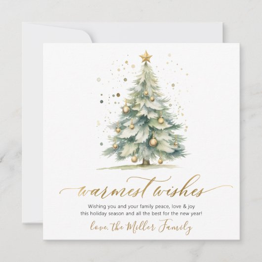 Warme Wensen Script Kerstboom Niet-foto Feestdagenkaart (Voorkant)