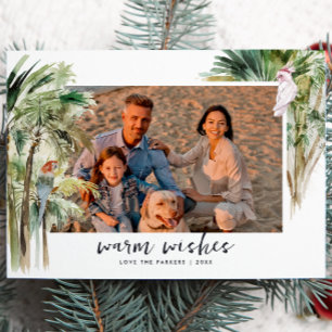 Warme Wensen Tropisch Strand Kerst Foto Feestdagenkaart