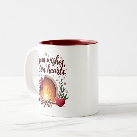 Warme wensen, warme harten Kerst Mok (Voorkant links)