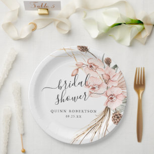 Warme Winter Orchidee   Bruidsfeest met Bloemen Papieren Bordje