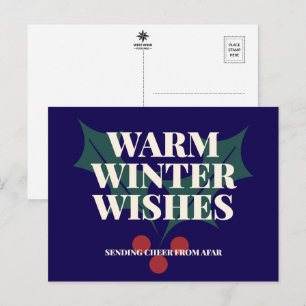 Warme winterwensen Hulst Typografie Feestdagenkaart