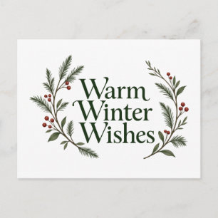 Warme winterwensen Kerstmis Bes Takken Feestdagenkaart