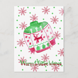 Warme winterwensen kersttrui briefkaart