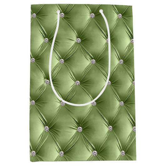 Warme Zachte Sage Groene Vrouwelijke Faux Velvet Medium Cadeauzakje (Voorkant)