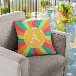 Warme Zomer Gepersonaliseerde Monogram Naam Kleur  Kussen