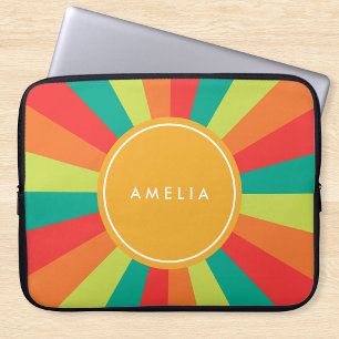 Warme Zomer Persoonlijke Naam Kleurenwiel Laptop Sleeve
