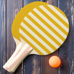 Warme zonnebloem poloshirt strepen en effen tafeltennisbatje