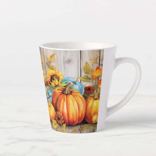 Warme Zonnebloemen en Pompoenen Latte Mok (Rechts)