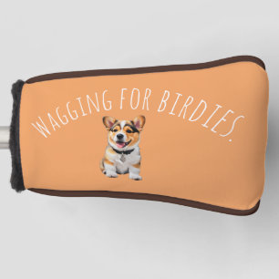 Warme Zonnige Tint Corgi 'Kwispelend naar Vogeltje Golfheadcover