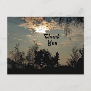 Warme Zonsondergang Landschap Bomen Bedankt Briefk Briefkaart