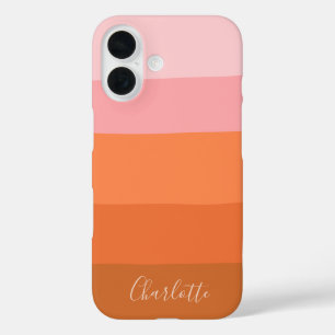 Warme zonsondergang roze terracotta gepersonalisee iPhone 16 hoesje