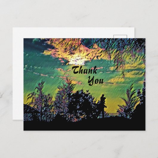 Warme Zonsopgang Landschap Bomen Dank je wel Briefkaart (Voorkant / Achterkant)