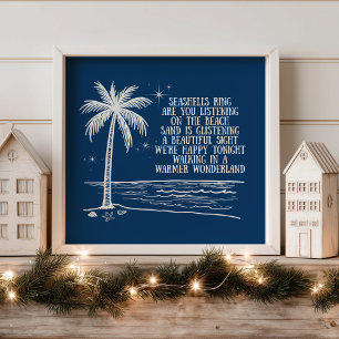 Warmere Kerstwonderland Palmboom Strand Kerstmis Poster