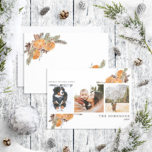 Warmest wil Boho Citrus Botanical 3 Foto Holi Feestdagenkaart