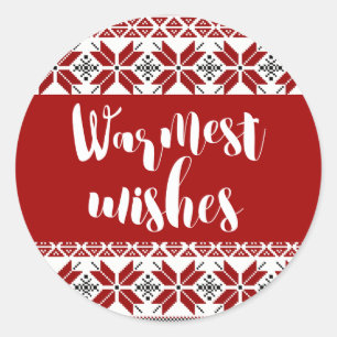 Warmest Wishes Fair Isle Pattern Ronde Sticker