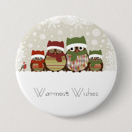 Warmest Wishes Owl Family Button