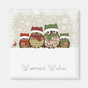 Warmest Wishes Owl Family Magnet Magneet