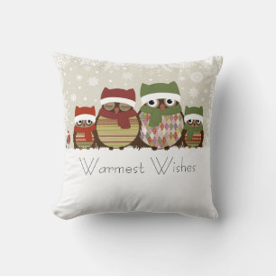 Warmest Wishes Owl Family Pillow Kussen