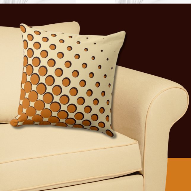 Warming Bord Geel, Sinaasappel, Zwart Halftoon Sti Kussen (Halftone Pattern Pillow in Light Orange)