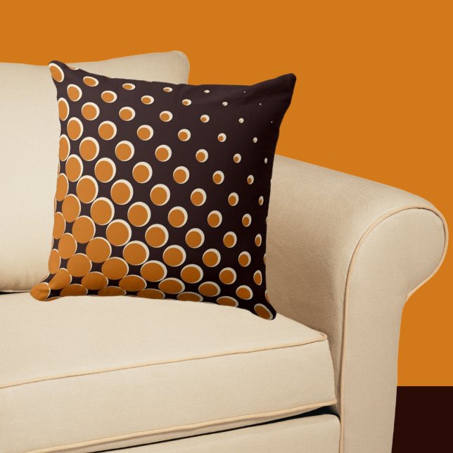 Warming Sinaasappel & zwarte Halftone Stippen Kussen (Black and Orange Pillow with Halftone Pattern)