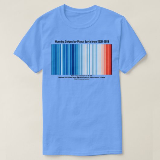 Warming Stripes voor de planeet vanaf 18502019 T-shirt (Design voorkant)