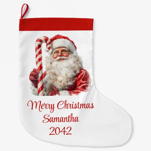 Warmish Santa Claus Trendy Modern Holiday Stocking Grote Kerstsok (Voorkant)