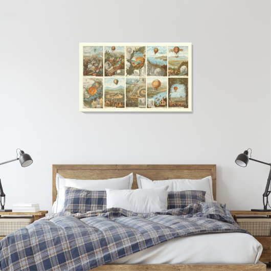 warmloperballon voor het verzamelen van Kaarten Canvas Afdruk (Insitu (Slaapkamer))