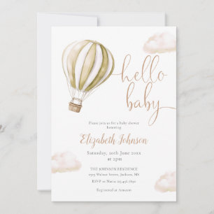 Warmluchtballon QR-code Foto Baby Shower Kaart