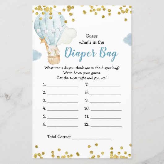 Warmluchtballon Raad eens wat er in de luiertas zi (Voorkant)