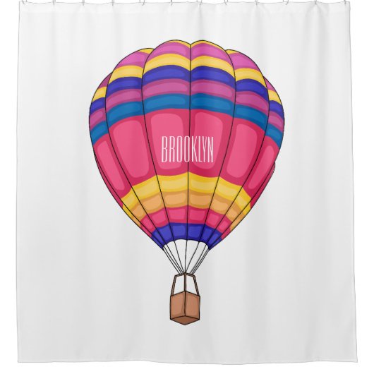 Warmluchtballonafbeelding cartoon douchegordijn (Voorkant)