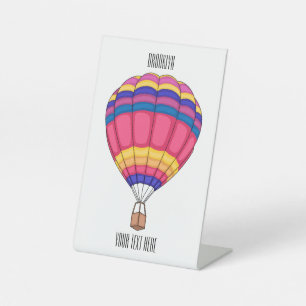 Warmluchtballonafbeelding cartoon reclamebord met voetstuk