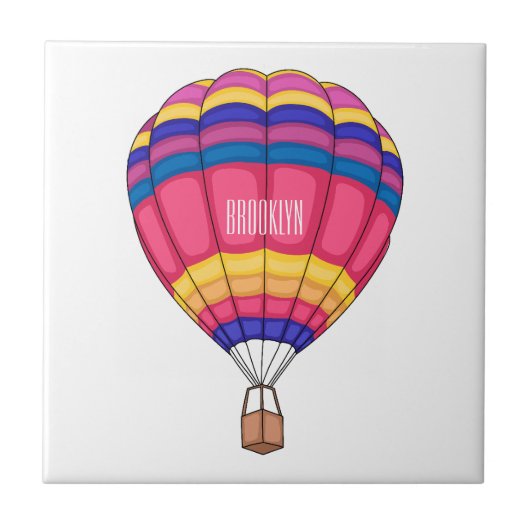 Warmluchtballonafbeelding cartoon tegeltje (Voorkant)