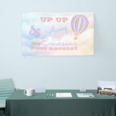 Warmluchtballonbanner, omhoog en weg, pastel spandoek (Beurs)