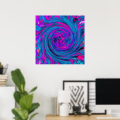 Warmpjes Roze, Paars en Blauw Abstract Retro Draai Poster (Thuiskantoor)