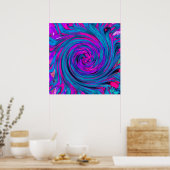 Warmpjes Roze, Paars en Blauw Abstract Retro Draai Poster (Keuken)