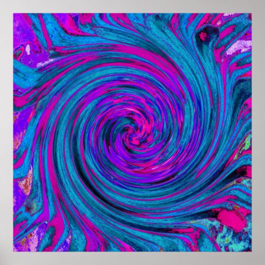 Warmpjes Roze, Paars en Blauw Abstract Retro Draai Poster (Voorkant)