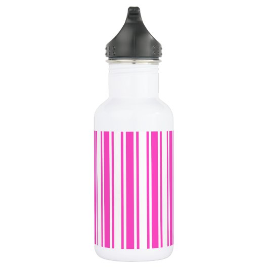 Warmroze en witte snoepjes strepen waterfles  (Rechts)