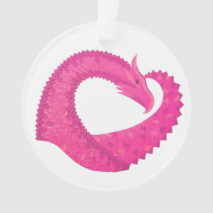 Warmroze hartdraak op wit ornament