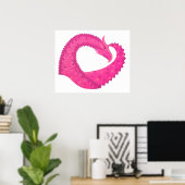 Warmroze hartdraak op wit poster (Thuiskantoor)