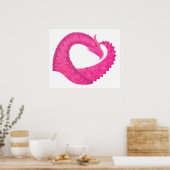 Warmroze hartdraak op wit poster (Keuken)