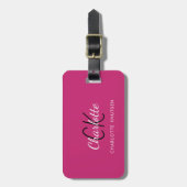 Warmroze, monogrammen bagagelabel (Voorkant verticaal)