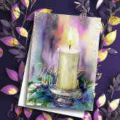 Warmste Kerstgroeten Waterverf Kaars Feestdagen Kaart