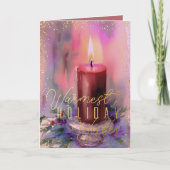 Warmste Kerstgroeten Waterverf Kaars Feestdagen Kaart (Voorkant)