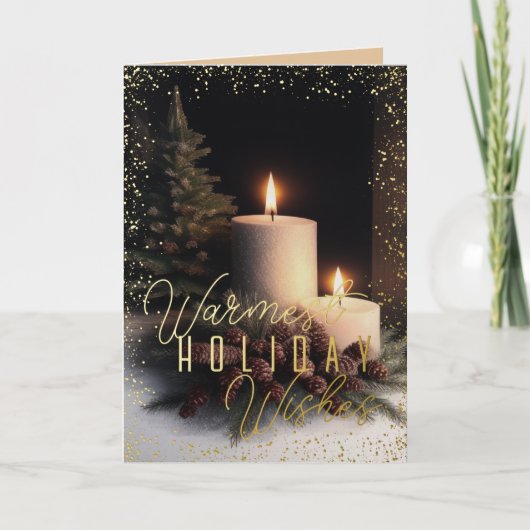 Warmste Kerstgroeten Waterverf Kaars Rustiek Feestdagen Kaart (Voorkant)